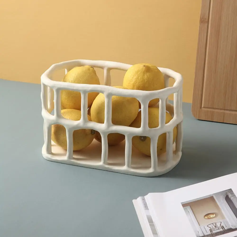 Brief Nordic Resin Hollow Fruit Tray Home Living Room Desktop Plate Snack Bowl Crafts For Shop House Cafe Festival Decoration 6