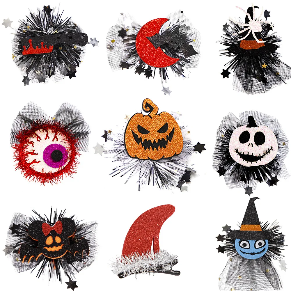 

Halloween Hairpin Headwear Children's Adult Ghost Festival Day Party Decoration Spider Pumpkin Mesh Edge Clip Happy Halloween