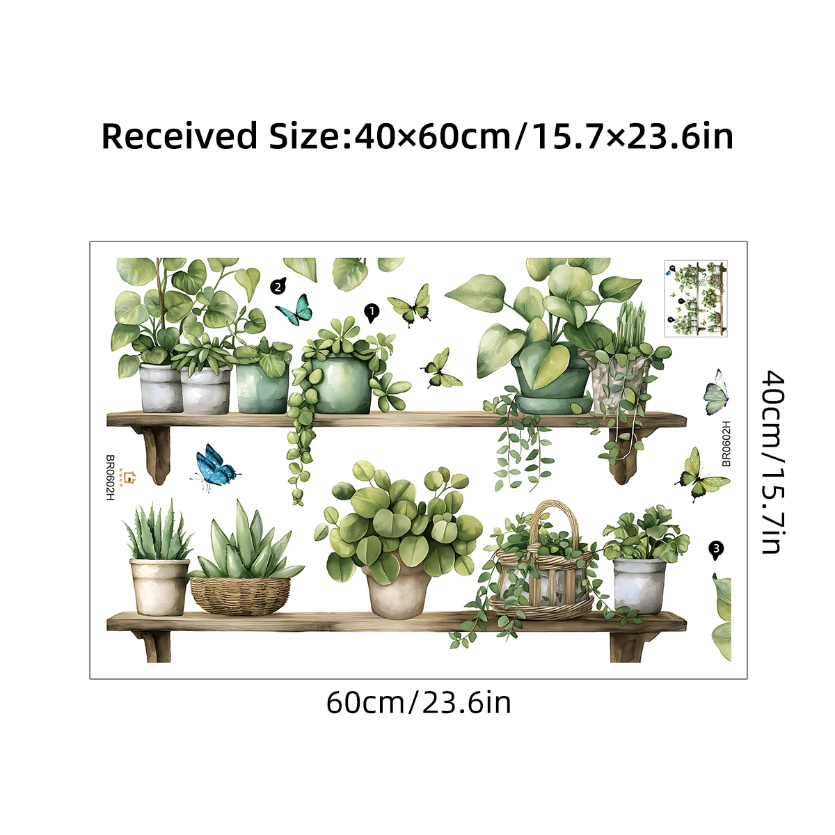 Watercolor Realistic Plant Pot Wall Stickers for Home Decor wall stickers,wall sticker
