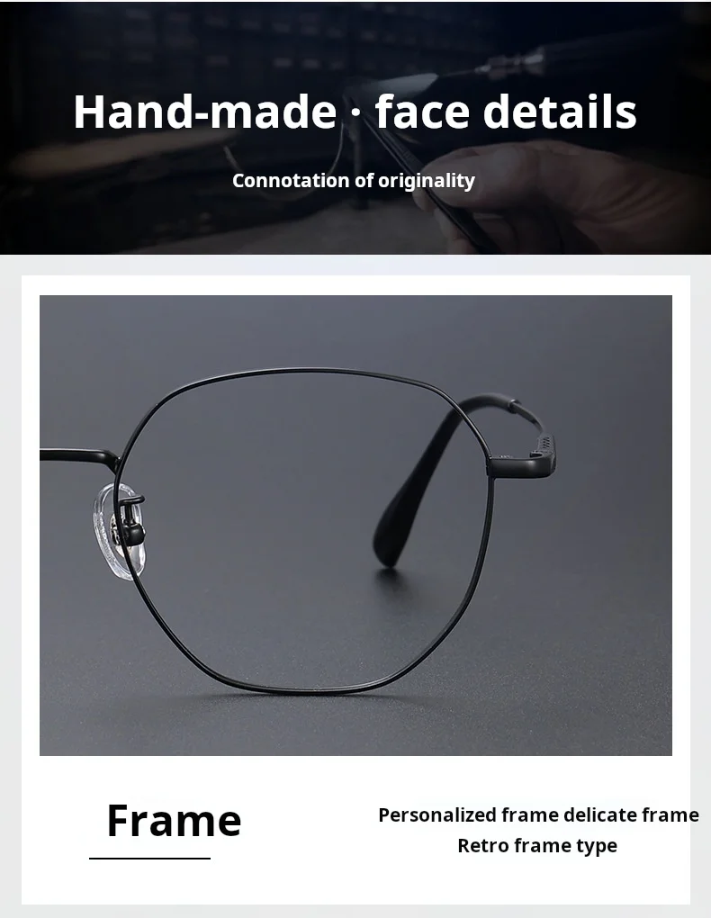 MOMOJA Hohe Qualität Designer Stil Luxuriöse Titan Legierung Rahmen Männer Frauen Gläser Rahmen Polygon Mode Gläser 1280 – Detail 5