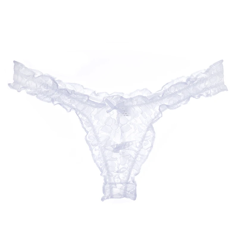 Mens Lace G-string And Thong Sexy Underwear See Through Tanga Bikini String Transparent Male Underpants T-back Panties
