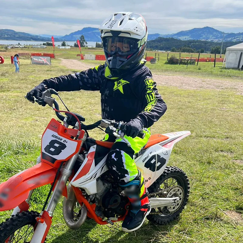 엔듀로 모토크로스 저지 팬츠 아동용 남아 여아 엔듀로 크로스 레이싱 슈트 번호 맞춤 3 4 5 6 7 8 9 10세  오프로드 MX