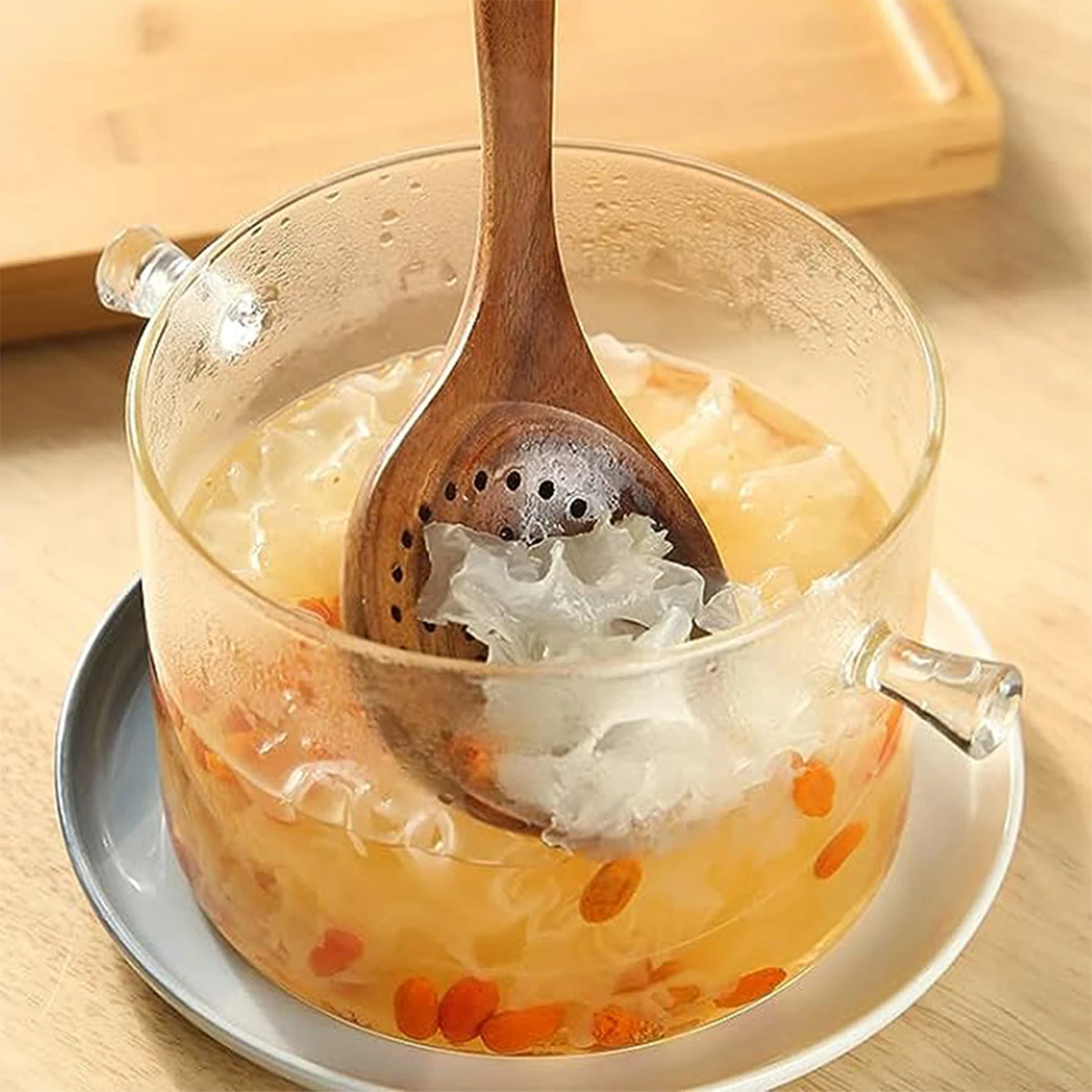 1pcs Wooden Spaghetti Server Strainer Spoon Mixing Spoon for Cooking Slotted Spoon Handmade Natural Colander wooden serving spoon ladle