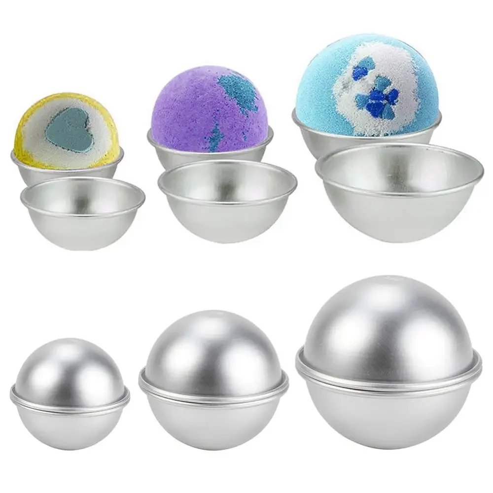 2PCS Round Aluminium Alloy Bath Bomb Molds DIY Tool Bath Bomb Salt Ball Homemade Crafting Gifts Semicircle Sphere Mold