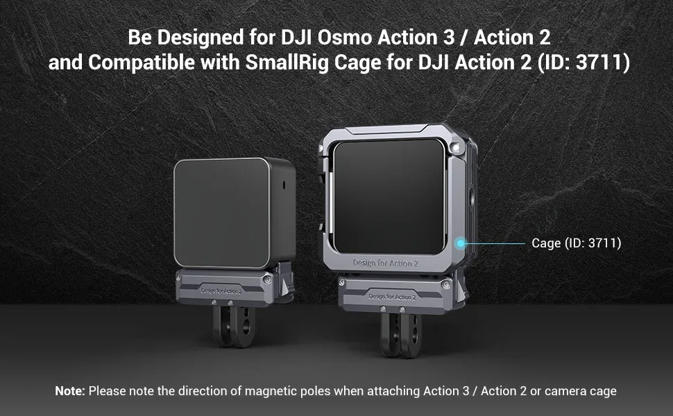Magnetic Adapter Mount for DJI Osmo Action 4 /3 / 2 w Adapter Connection & 1/4”