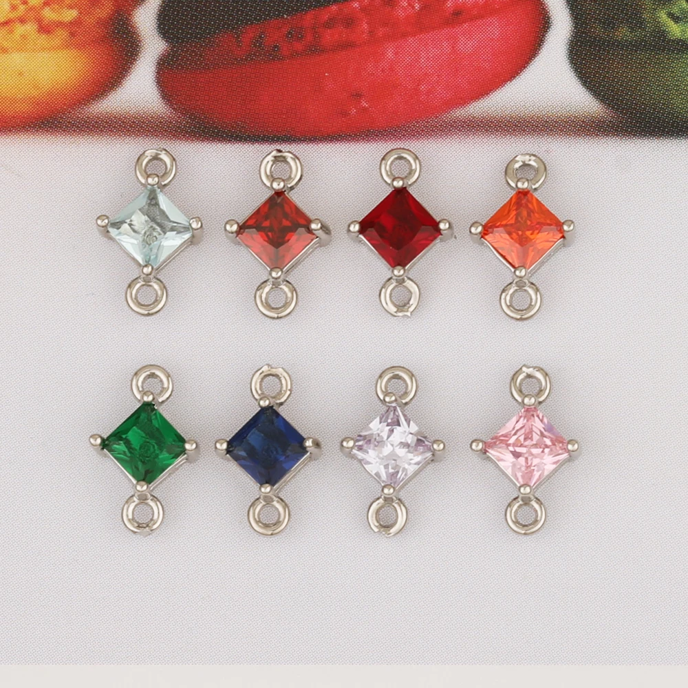 HAOSAW 10Pcs 7*11MM DIY 만들기/보석 액세서리/로듐/커넥터/사각..