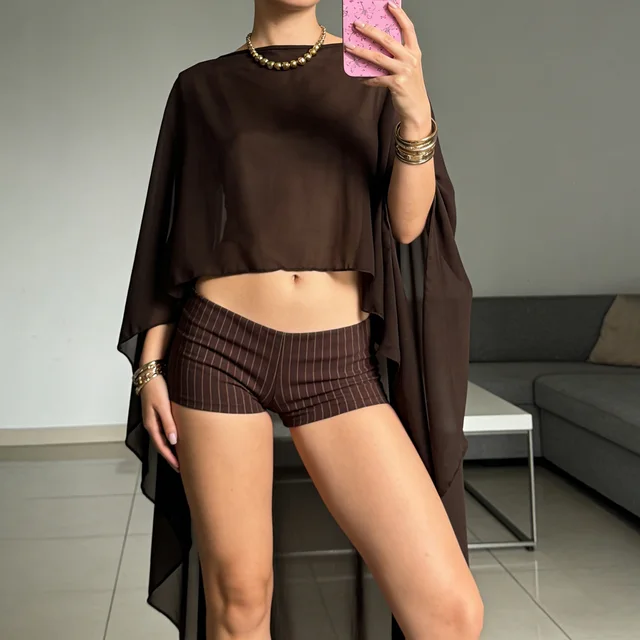 hirigin Châle en mousseline pour femme, cape transparente en maille fluide, poncho court, couvre-robe de soirée, poncho pour mariage et fête 1