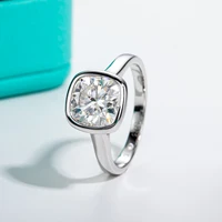 AnuJewel 3ct D Color Cushion Cut Moissanite Bezel Engagement Wedding Ring 925 Sterling Silver Rings For Women Jewelry Wholesale 2