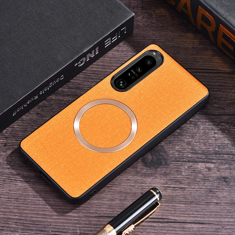 MagSafe Magnetic Leather Case with Cloth Wireless Charging Cover