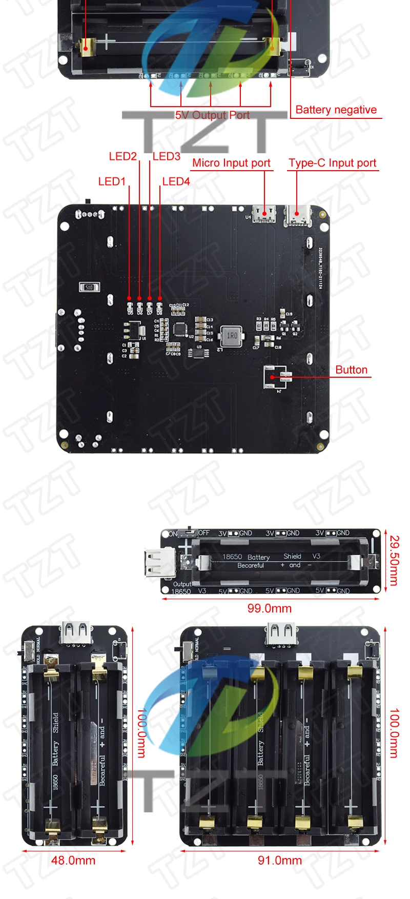 Zwei Spannung 18650 Lithium-Batterie Schild V8 Mobile Power Expansion Board Modul 5V/3A 3V/1A Micro USB Für Arduino ESP32 ESP8266 – Detail 3