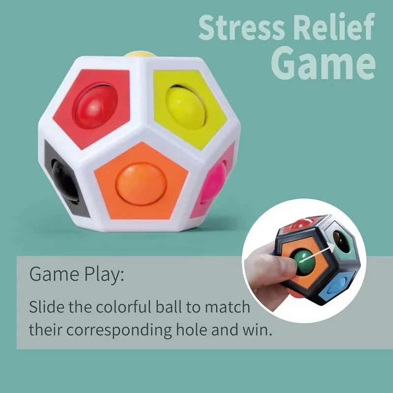 Fidget Cube EDC 12 Holes Magic Ball Anti Stress Relief Toy Anxiety Antistress Sensory Fingertip Cube For Kids Adults Autism ADHD