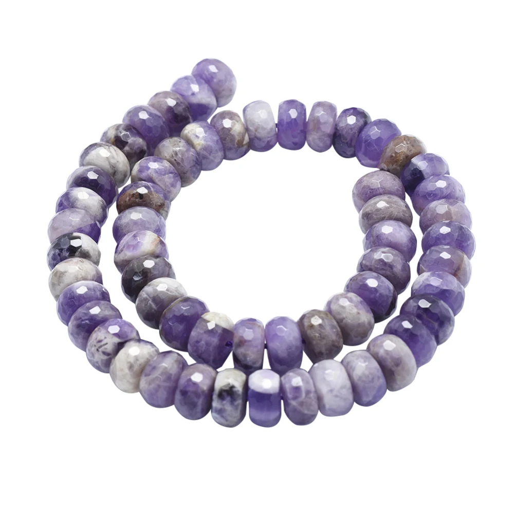 1 Strand Natural Stone Beads Amethyst Gem stone Loose Rondelle Faceted Abacus Beads for Jewelry Bracelet Earring Charms 6/8/12mm