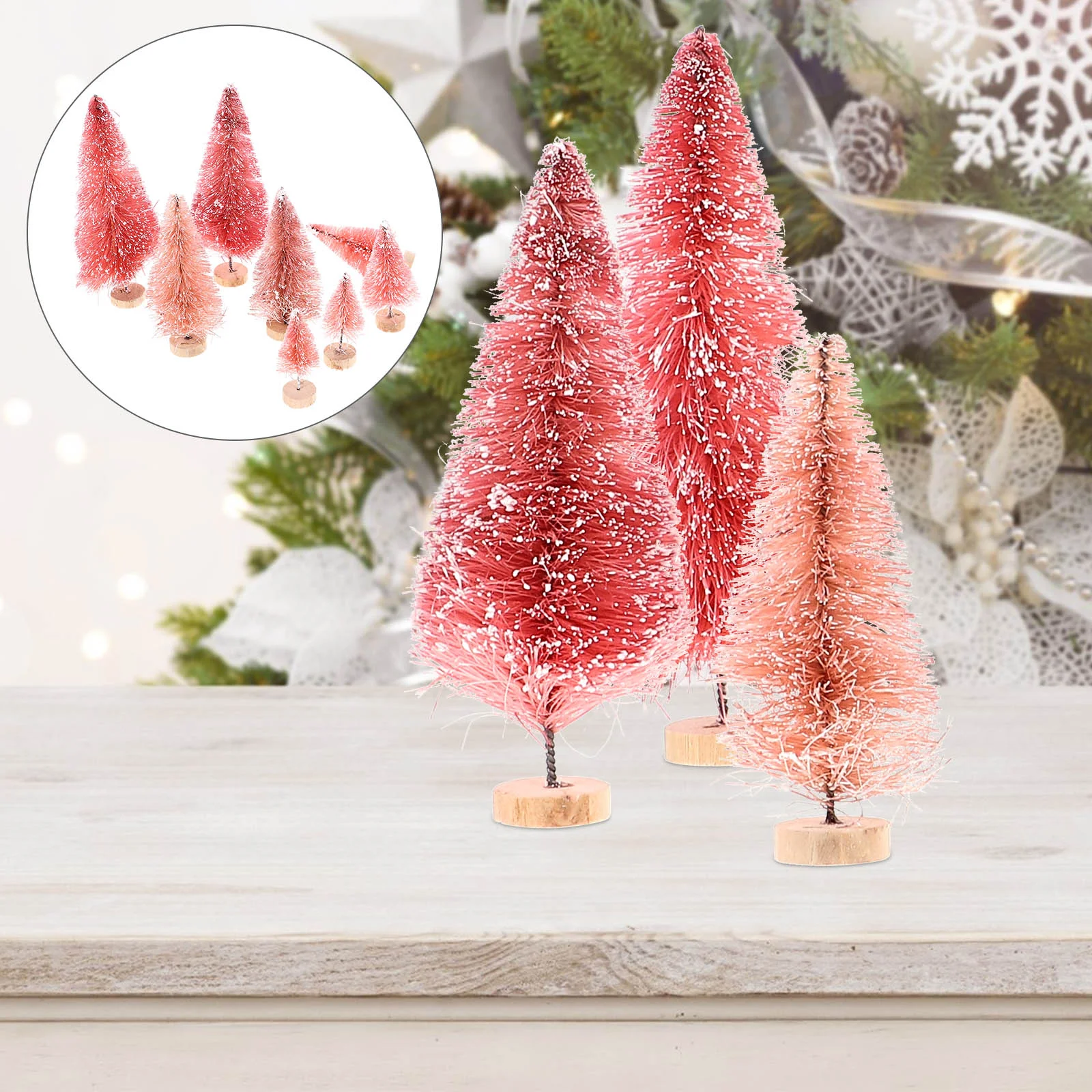 

Decorative Desktop Xmas Trees Landscaping Mini Christmas Tree Scene Layout Landscaping Decors Christmas Party Decoration