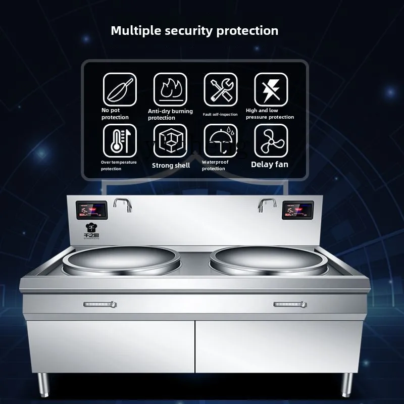 XL commercial induction cooker double-head large pot stove concave high-power canteen restaurant kitchen equipment