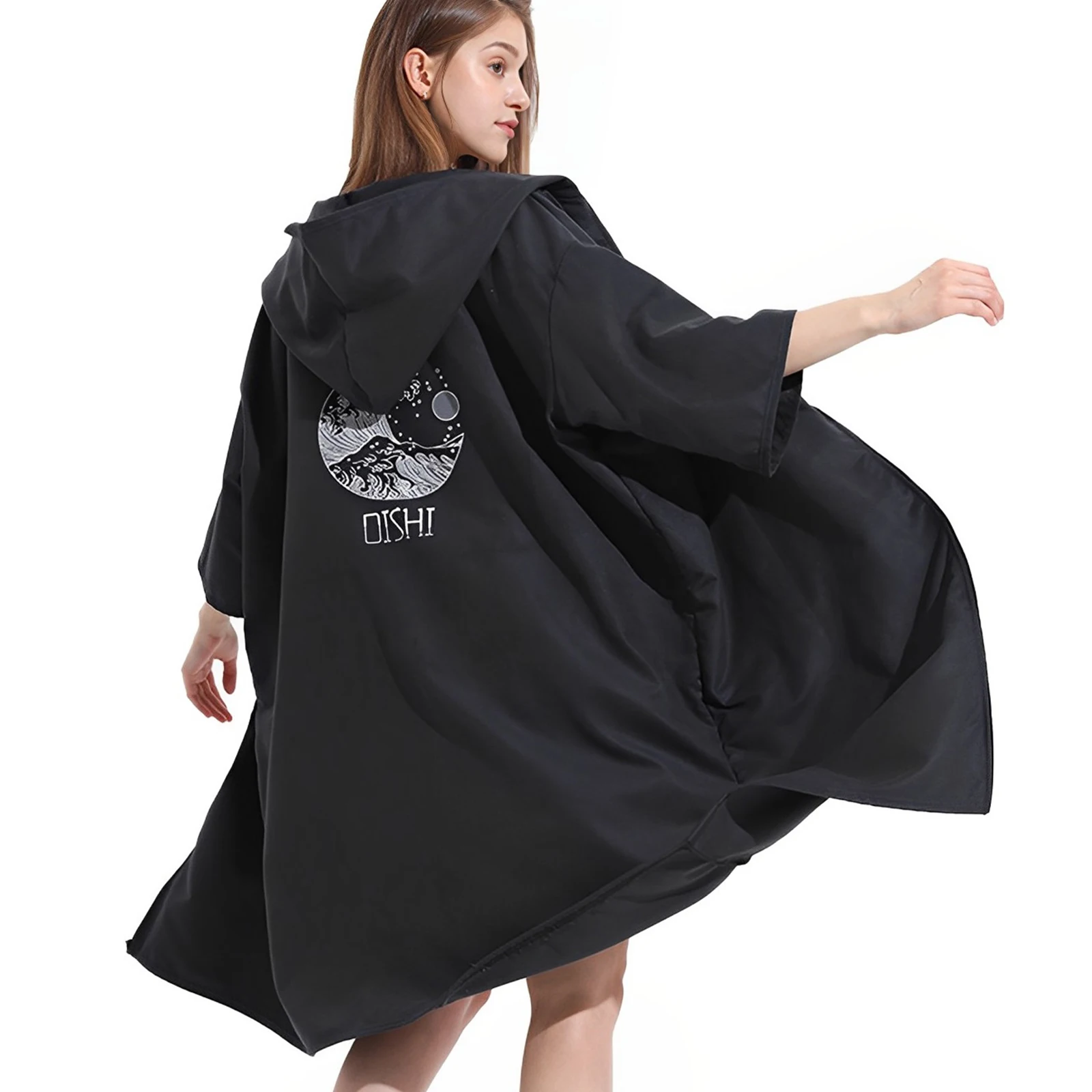 Serviette à Capuche Adulte - Robe De Sortie De Douche Microfibre - 90x135 Cm, Poche, Fermeture Instantanée