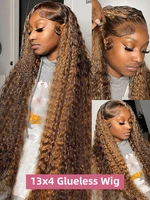 Mettre en évidence 13x6 Hd dentelle frontale perruque cheveux humains pré plumé vague profonde 30 40 pouces 13x4 miel blond bouclés dentelle avant perruques cheveux humains 3