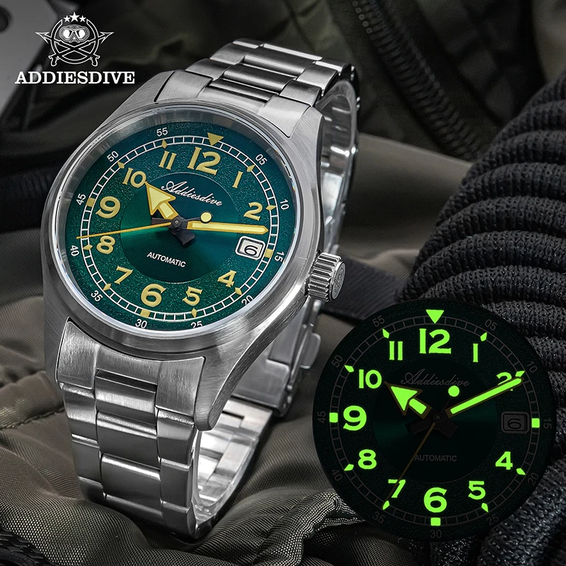 ADDIESDIVE 39mm New 2024 Man Watch's Sapphire Crystal 316L Stainless Steel Vintage Super Luminous Automatic Mechanical Watches
