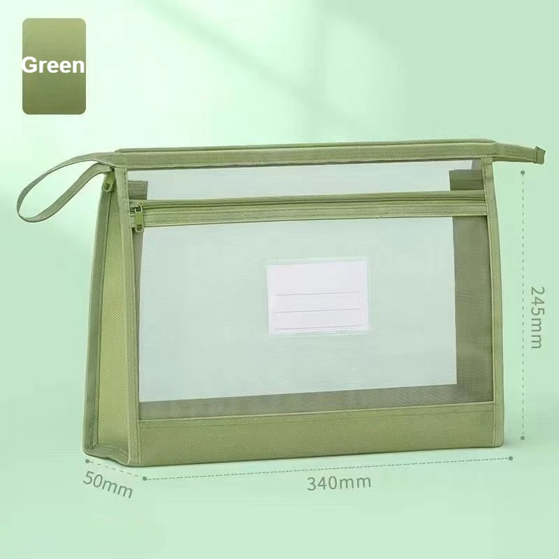 Großer durchsichtiger Mesh-Organizer mit doppeltem Reißverschluss – geräumige tragbare handgefertigte Aufbewahrungstasche A4-Dokumentenmappe – Detail 6