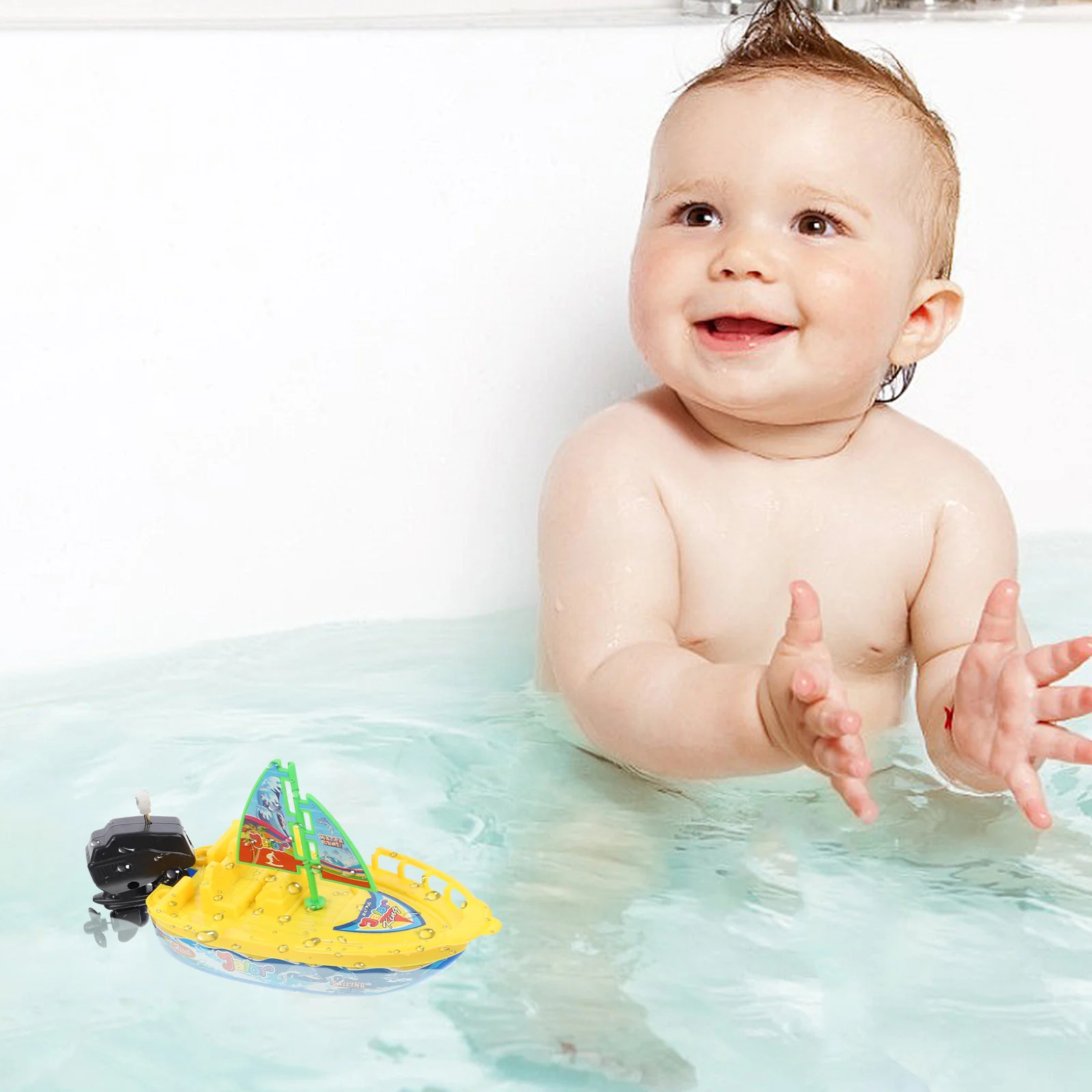 

2 Pcs Bath Toys Infant Kids Wind-up Clockwork Yacht Little Boat Shape Baby Child
