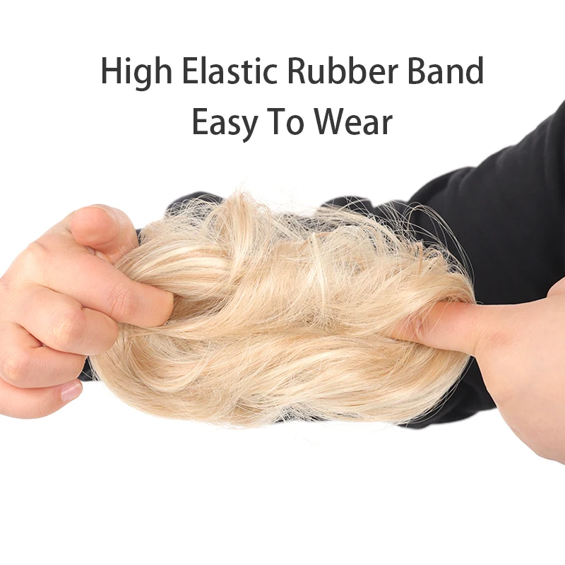 Synthetic Fluffy Hair Bun Hairpiece Straight Uodo Hair Tie Chignon Elastic Rubber Band Hair Extension for Women Hair Scrunchie