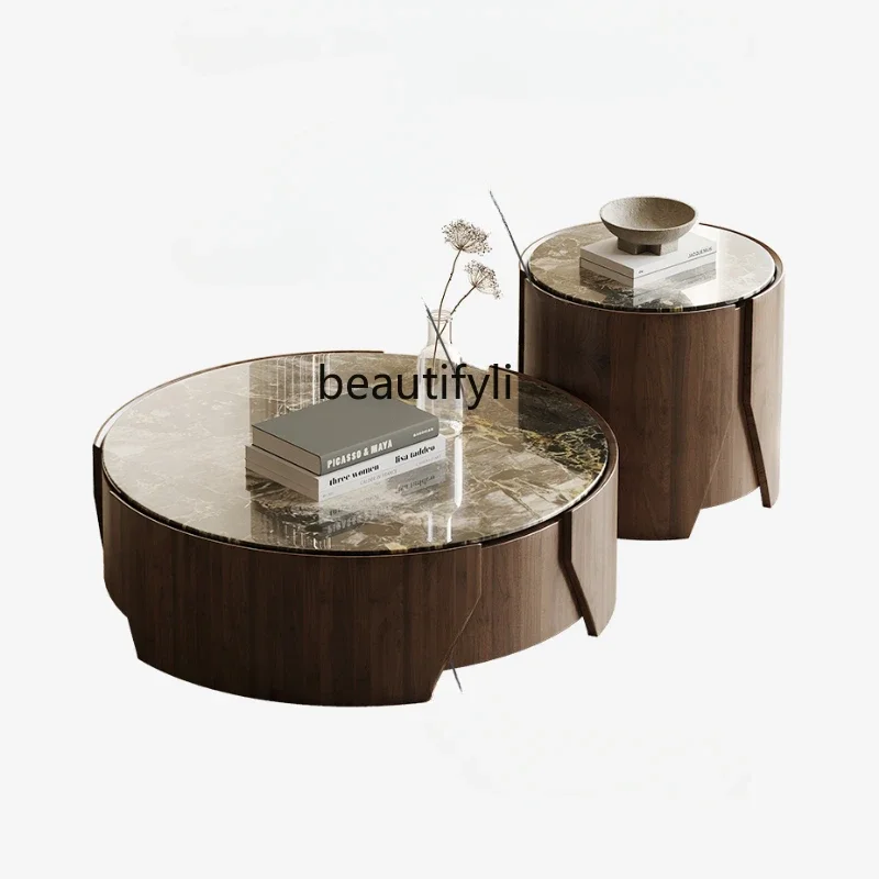 

Italian Minimalist Designer Marble Tea Table Combination Living Room Home round Tea Table