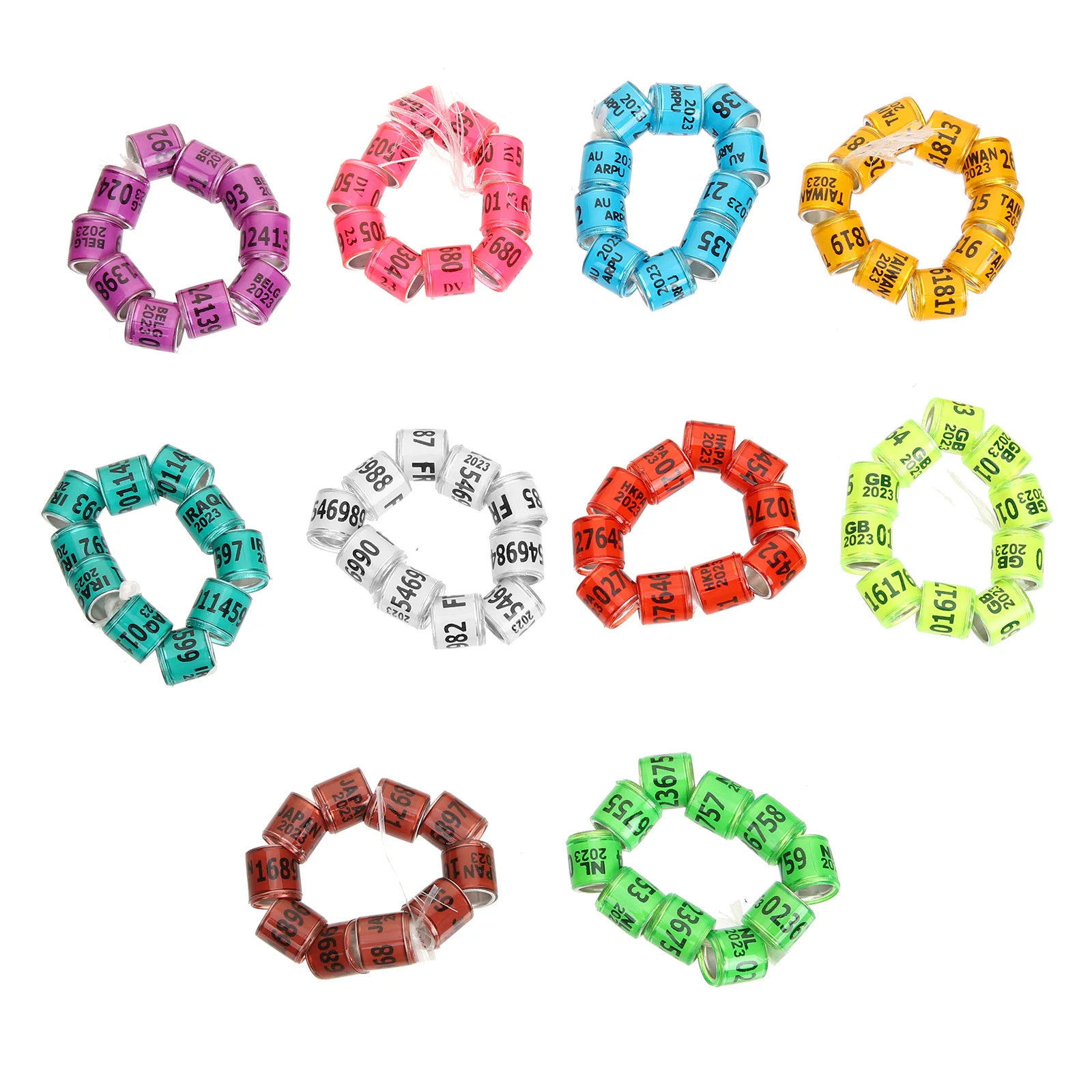 비둘기 발 반지 용품, 애완 동물 2023 다리 밴드, 개인 비둘기 마커, 알루미늄 플라스틱, 닭 귀향 국가, 100 개 