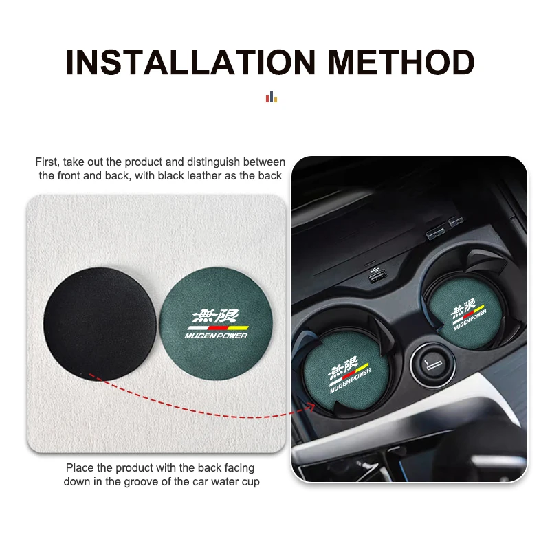 Cup Holder Coasters Cup Holder Inserts Car Coaster Pads Cup Holder Insert Car Coaster Water Cup Holder Anti-Slip Pad Suede Accessories For Honda Mugen Power Typer Civic Accord CRV
