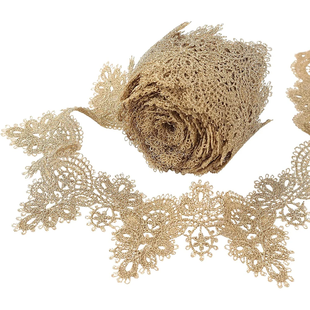 Gold Lace Fabric Ribbon 1 Yard Metaillic Embroidery Lace for Sewing Cake Fringe Wedding Bridal Dress 5.5CM Wide lace fabric lace ribbon lace sewing supplies lace sewing accessories