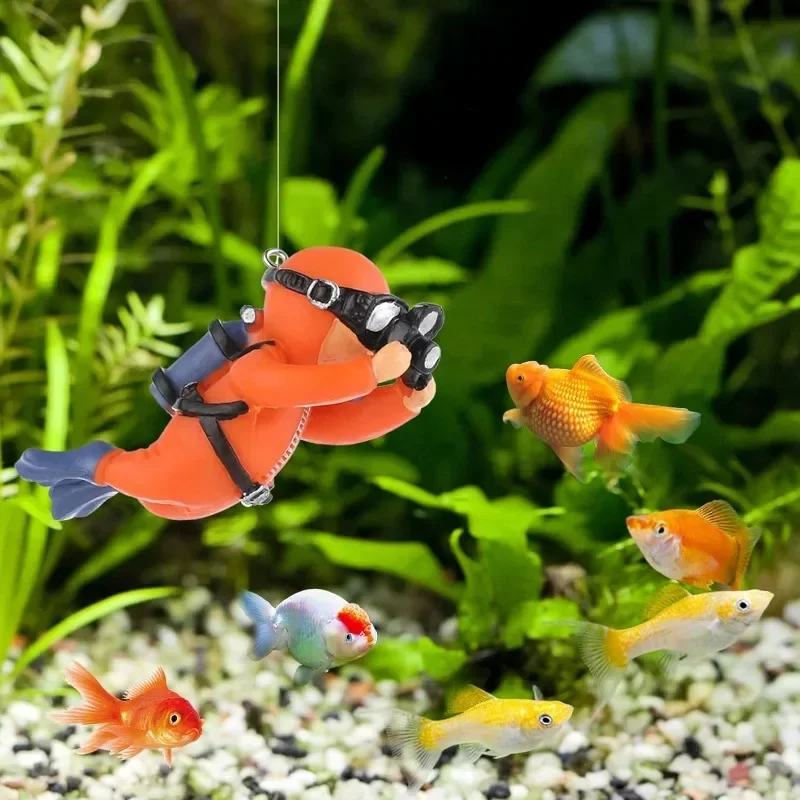 3Pcs Mini Cute Fish Tank Floating Ornaments Diver Figurines Aquarium Decorations Aquarium Fish Tank Ornaments