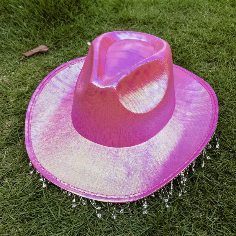 Cowboy Hat Western Cowboy New Design Wedding Decorate Bride Pink White Red Woman Caps Luxury Star 모자 Sombrero Vaquero Sombrero