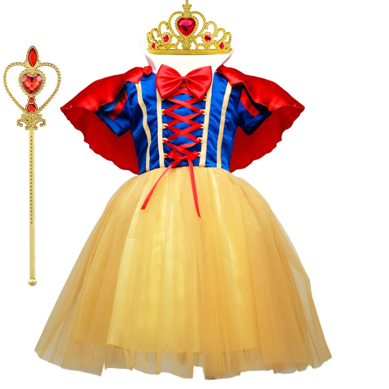 thumbnail image 1 of Vestido de princesa Blancanieves para niñas, disfraz con capa, disfraz de fiesta de Halloween de verano, conjuntos de ropa, ropa para niños, vestidos para niñas, 1 of 5