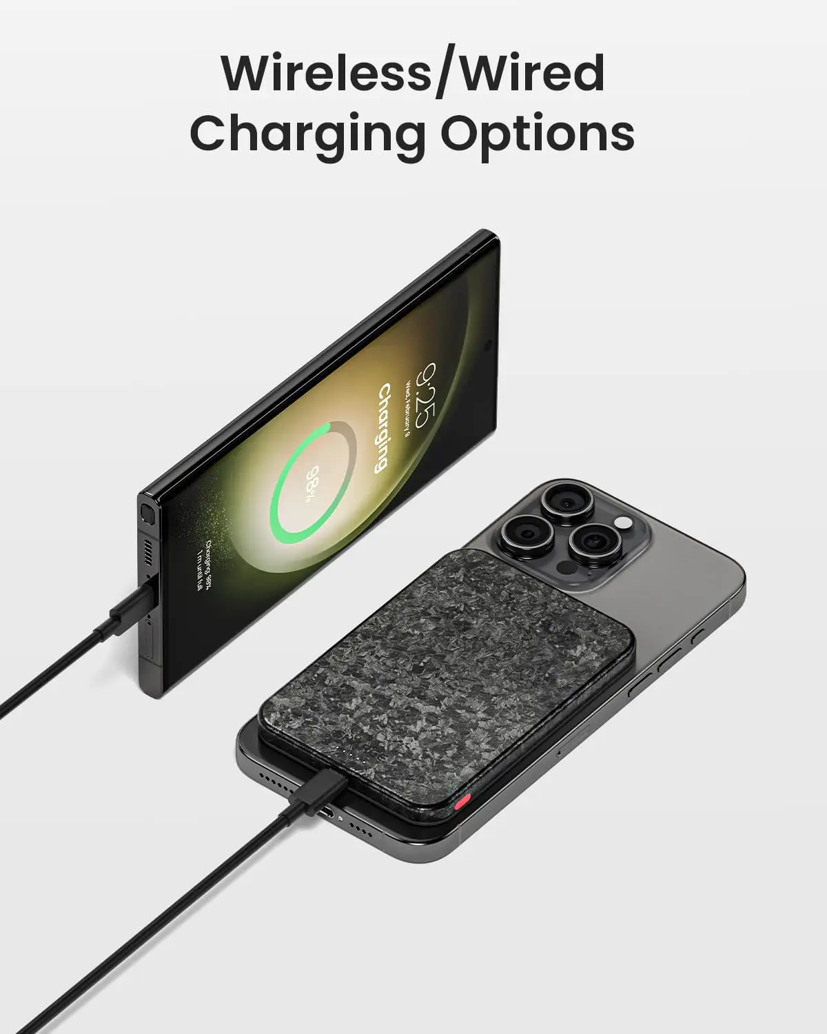 SHARGE CarbonMag Magsafe Power Bank Slim Magnetic Portable Charger 5000mAh Carbon Fiber PD 20W Fast Charging for iPhone 16 Pro 6