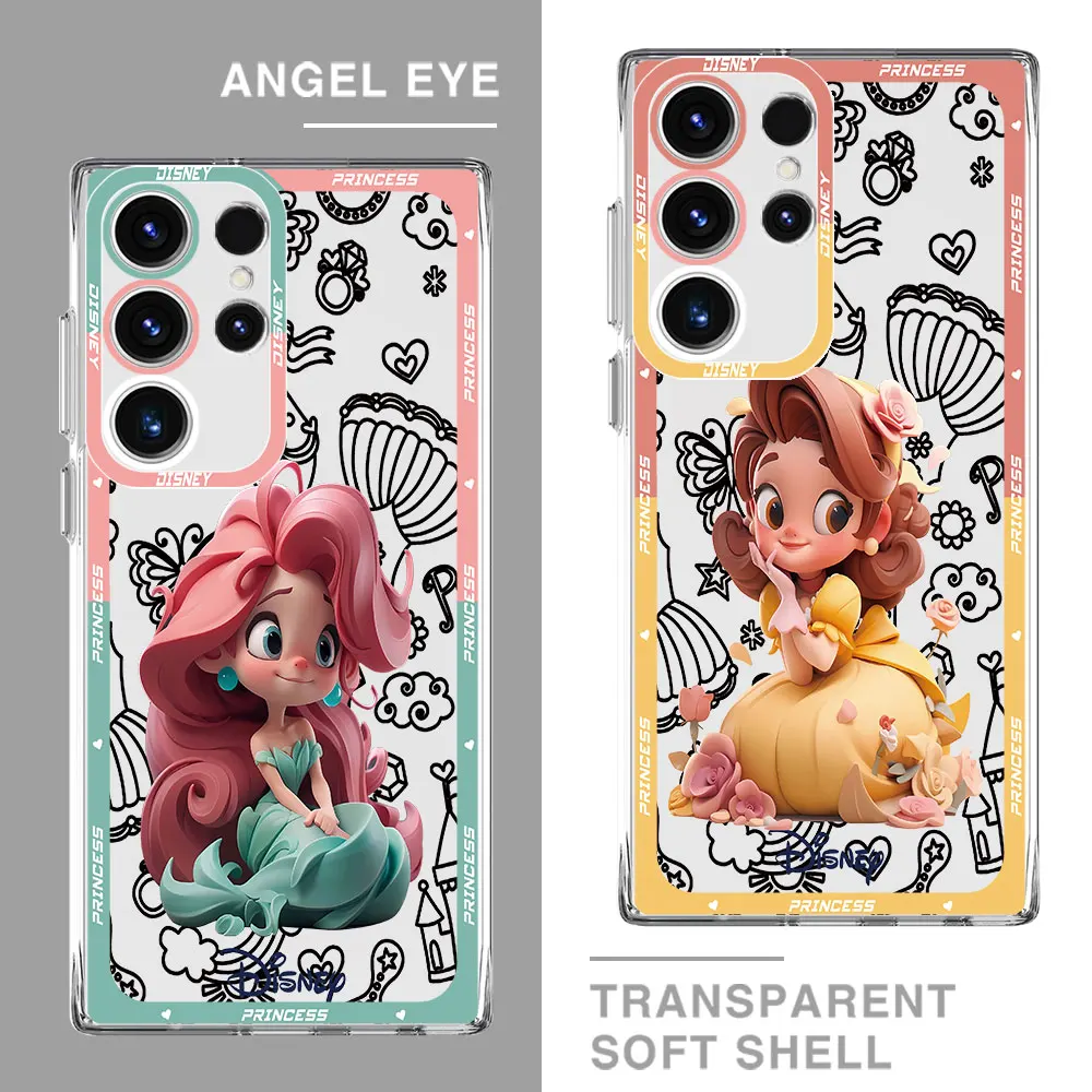 Custodia In Silicone Trasparente Disney Pricess Cute Cover Per Samsung Galaxy S21 S20 Plus S20Fe Note 10 Plus S22 Ultra S10 Plus S21 Shell