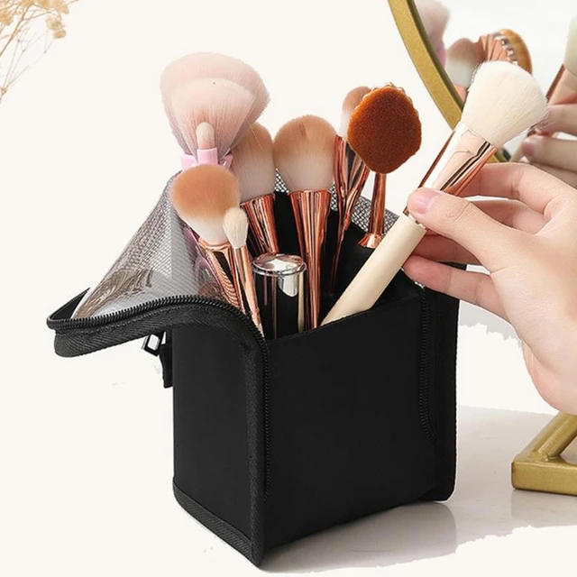 Travel Makeup Brush Bag Portable Cosmetic Brush Holder Organizer Waterproof  Stand-Up Makeup Brush Pouch Zipper