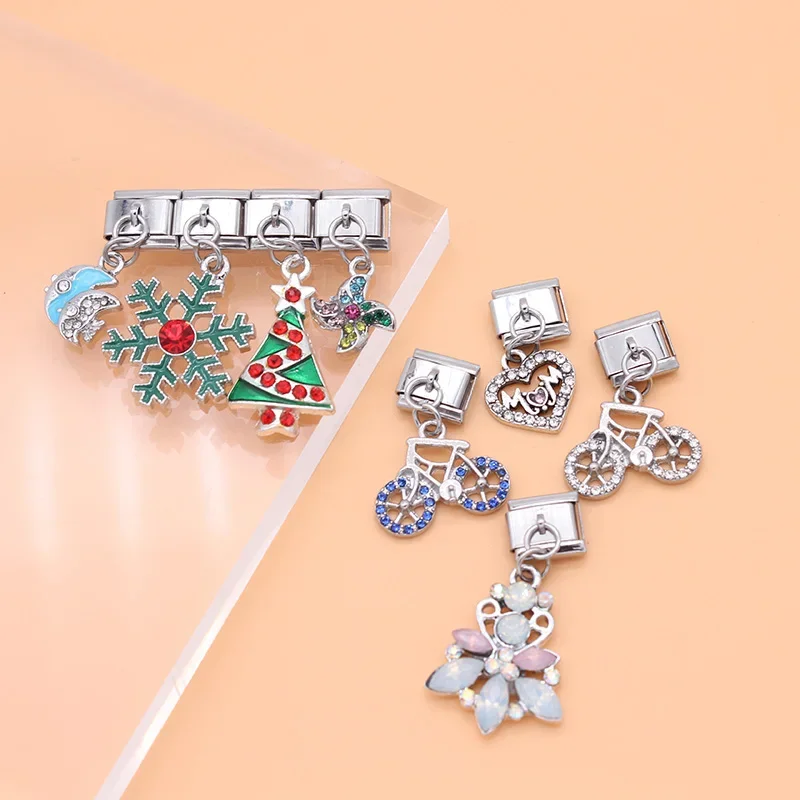 Daisy Bike Love Mom Christmas Tree Windmill Italian Charm Bracelet With Charm Bracelet