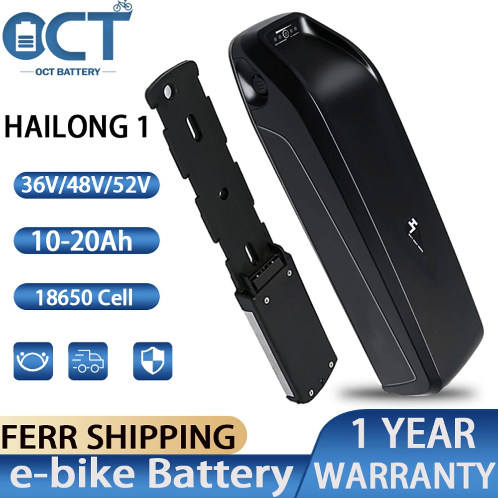 Hailong-Batterie pour moteur de vélo électrique, 36V, 48V, 52V, 15Ah