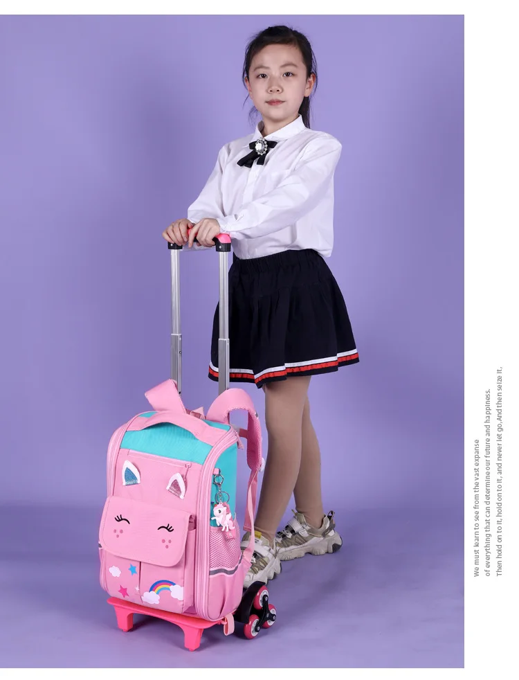 Children Trolley backpack wheels Student High capacity School bags Rolling Backpack kids Trolley bag school backpack wheeled bag