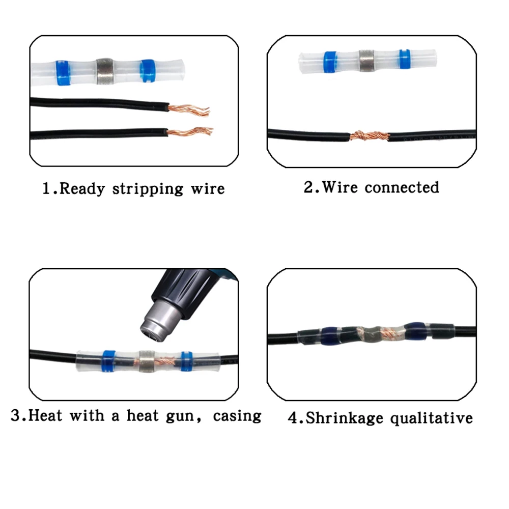 Description Picture 5 of itemElectrical Wire Connectors Insulated Butt Splice Heat Shrink Solder Terminal Waterproof Butt Connectors Wire Cable Terminal