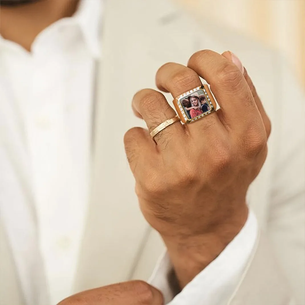 Anillos de fotografía personalizados U7 para hombre y mujer