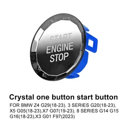 Crystal Car Engine Start Button Ignition Cover Stop Switch Accessory (Blue button)