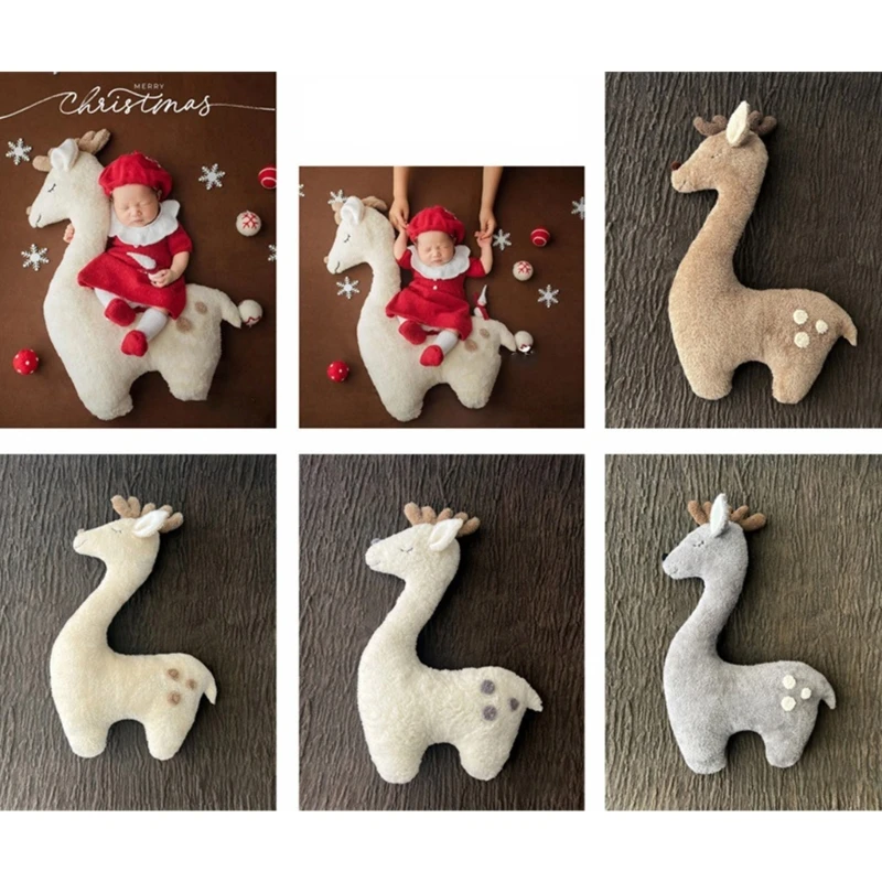 Newborn Shower Photo Props Reindeer Stuffed Cushion Props Baby Shower Gift