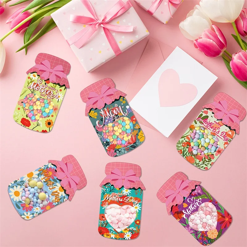 9Pcs Mother's Day Cards for Mother's Day Candy Jar Craft Kit, DIY Cards for Mom Party Favors