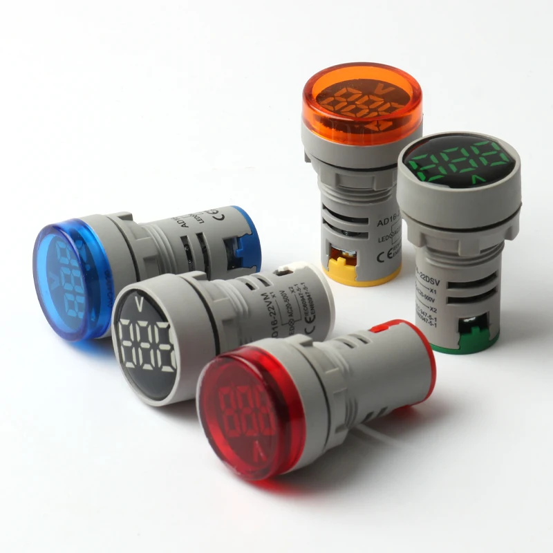 22mm 라운드 미니 디지털 전압계 AC 20-500V 볼트 전압 테스터 미터 모니터 전원 LED 표시기 파일럿 램프 표시 등