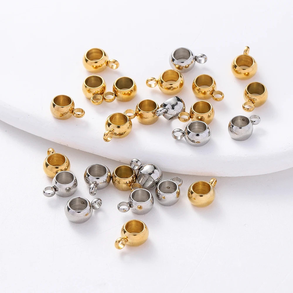

10Pcs/Lot Stainless Steel Gold Plated Big Hole Bead Pendant Clasp Hanging Connectors for Bracelet DIY Jewelry Making Accessories