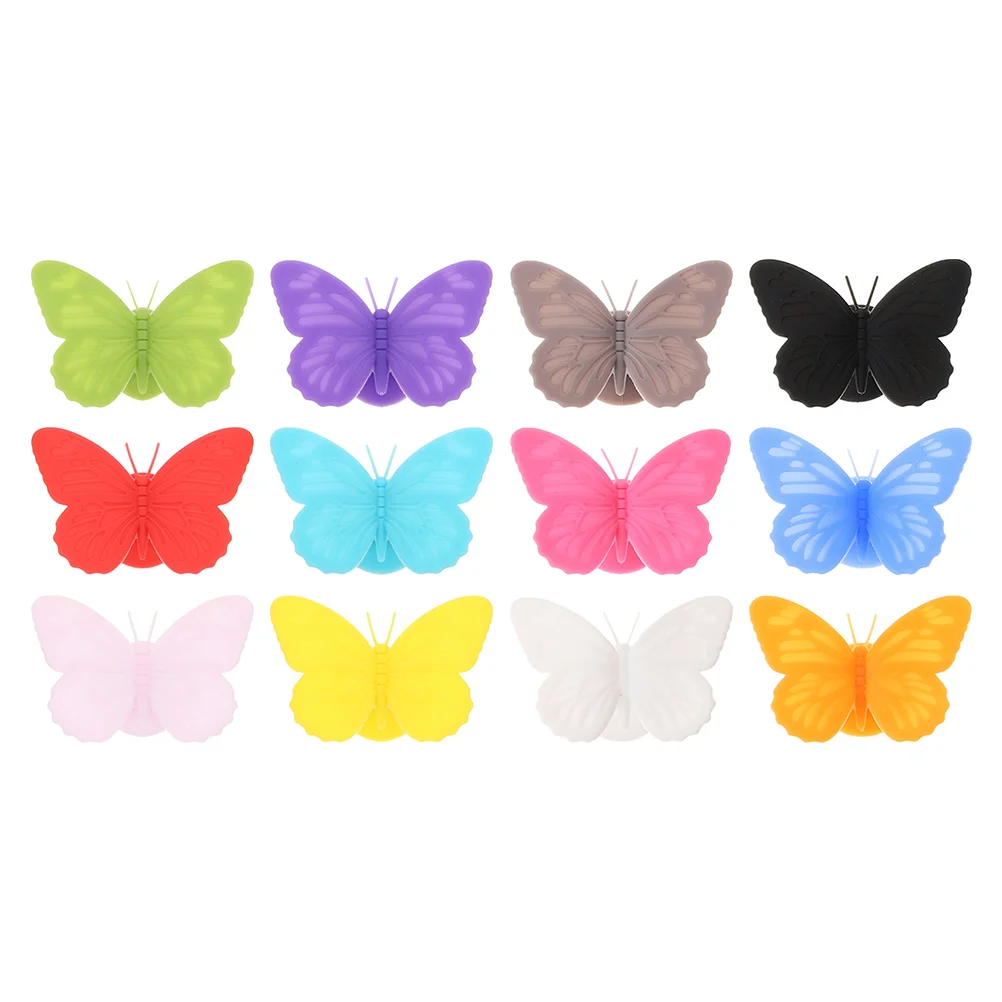 

Wine Cup Sign Stickers Silicone Butterfly-shaped Drink Markers Decorative Wine Glass Tags