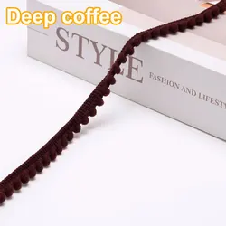 Mini Pom Pom Fringe Ribbon Lace Trim for DIY Home Decor and Crafts - 35 Vibrant Colors (Deep coffee)