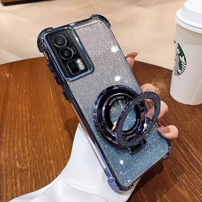 Luxury Magnetic Stand Case with Shiny Glitter and Shockproof Cover