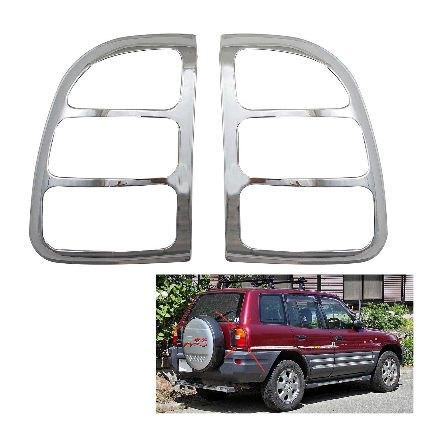 

New ABS Chrome Car Accessories Plated Tail Lamp Cover Trim Paste Style For Toyota rav4 RAV 4 1996 1997 1998 1999 2000