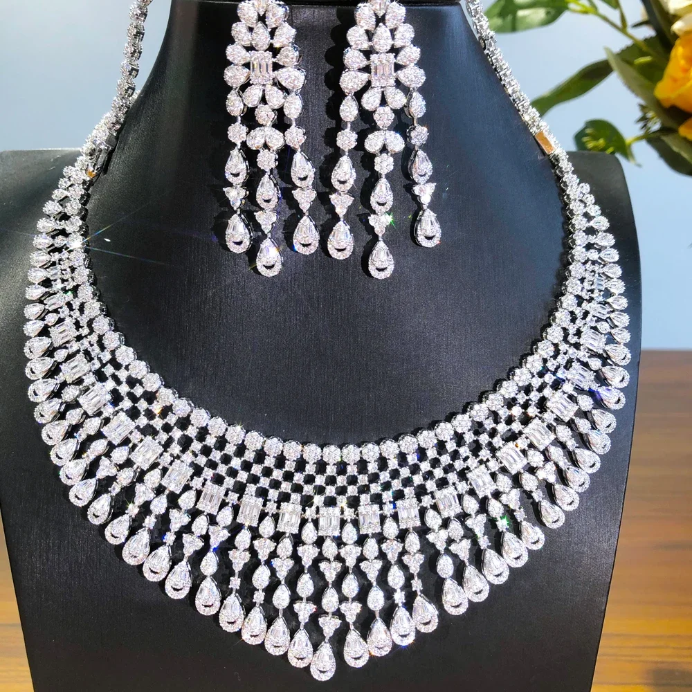 

Soramoore Luxury Elegant Necklace Earrings Bangle Ring Jewelry Set Super CZ New Design Fashion Jewelry Bridal Wedding New HOT