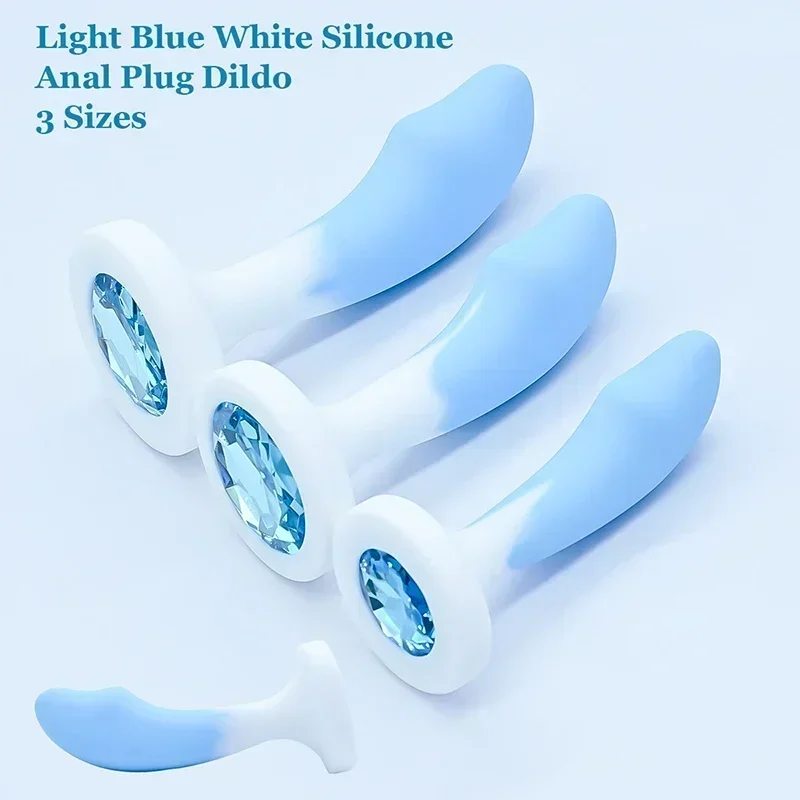 Anal Plug Butt Plug Silicone Rubber 3 Sizes Crystal Gemstone Base BDSM Prostate Massager Masturbation Adult Sexy Toy for Women